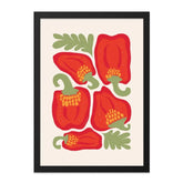 Red Bell Peppers Wall Art, Kitchen Decor, Modern Food Print, Vibrant Vegetable Art, Botanical Wall Decor, Colorful Kitchen Wall Art - Tawshia